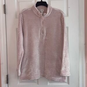 Chico’s weekends pink quarter zip fleece/velour pullover pockets Size S 3/16/XL